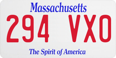 MA license plate 294VX0