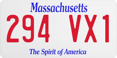 MA license plate 294VX1