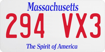 MA license plate 294VX3