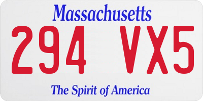 MA license plate 294VX5