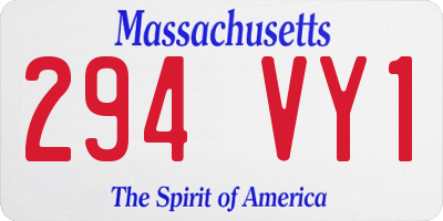 MA license plate 294VY1