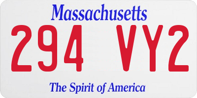 MA license plate 294VY2