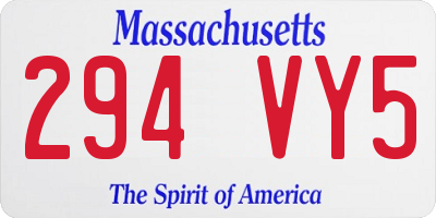 MA license plate 294VY5