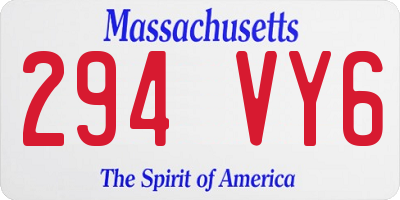 MA license plate 294VY6