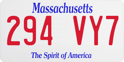MA license plate 294VY7