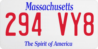 MA license plate 294VY8