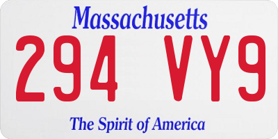 MA license plate 294VY9