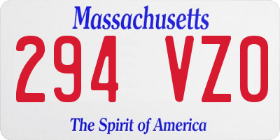MA license plate 294VZ0