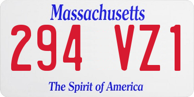 MA license plate 294VZ1