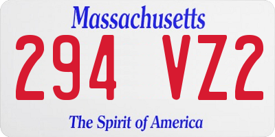 MA license plate 294VZ2