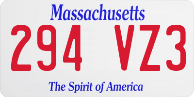 MA license plate 294VZ3
