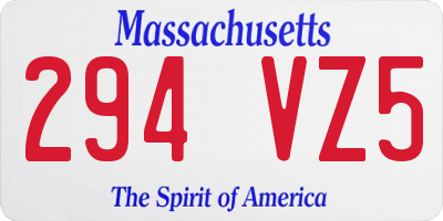 MA license plate 294VZ5