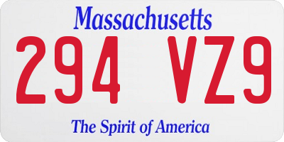 MA license plate 294VZ9