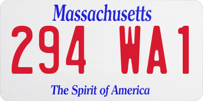MA license plate 294WA1