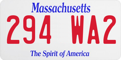 MA license plate 294WA2
