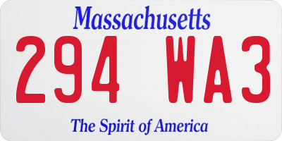 MA license plate 294WA3