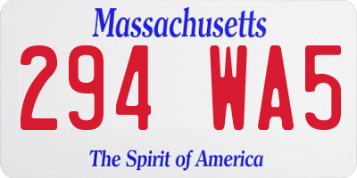 MA license plate 294WA5
