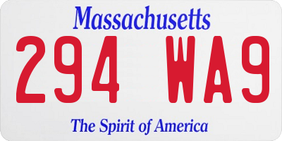 MA license plate 294WA9