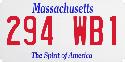 MA license plate 294WB1