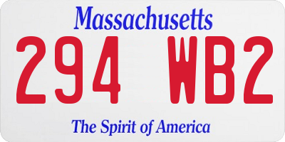 MA license plate 294WB2