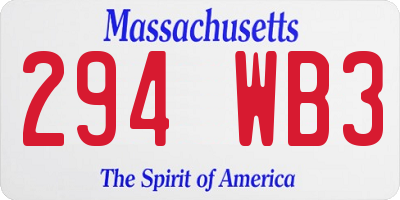 MA license plate 294WB3