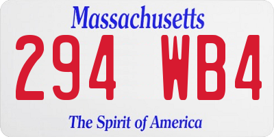 MA license plate 294WB4