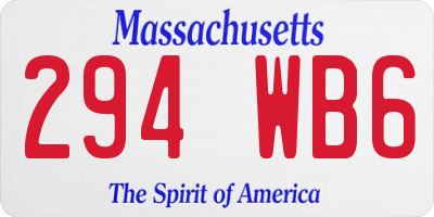 MA license plate 294WB6