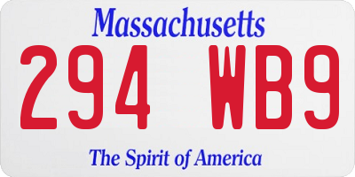 MA license plate 294WB9