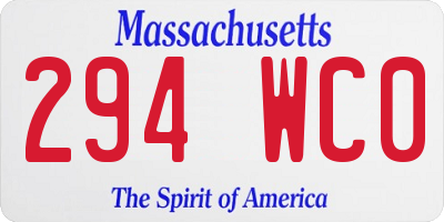 MA license plate 294WC0