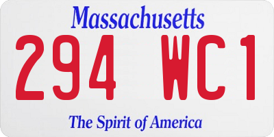 MA license plate 294WC1