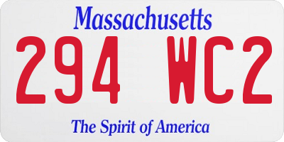 MA license plate 294WC2