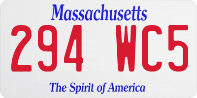 MA license plate 294WC5