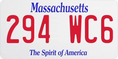 MA license plate 294WC6