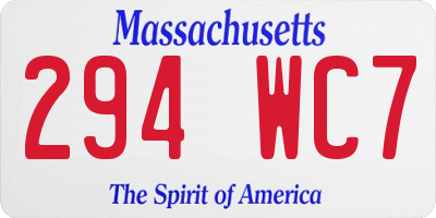 MA license plate 294WC7