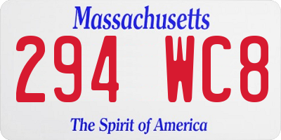 MA license plate 294WC8