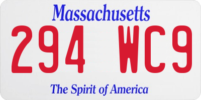 MA license plate 294WC9
