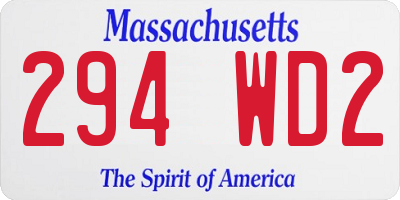 MA license plate 294WD2