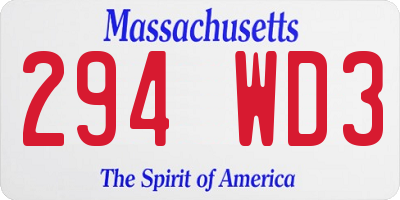 MA license plate 294WD3