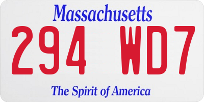 MA license plate 294WD7