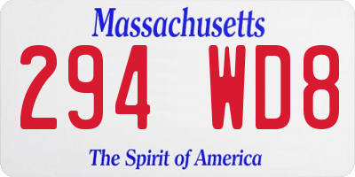 MA license plate 294WD8