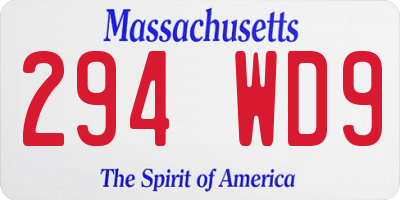 MA license plate 294WD9