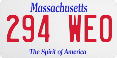 MA license plate 294WE0