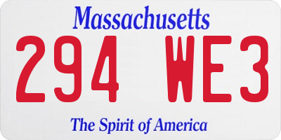 MA license plate 294WE3