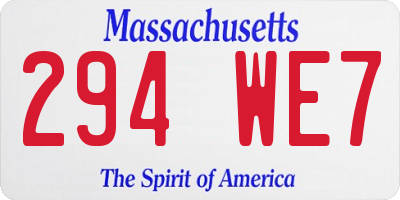 MA license plate 294WE7