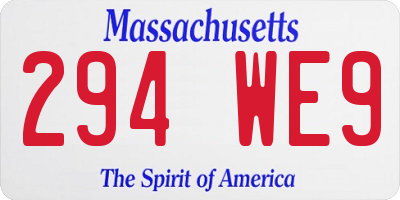 MA license plate 294WE9