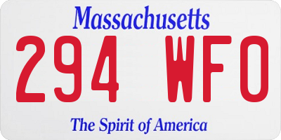 MA license plate 294WF0