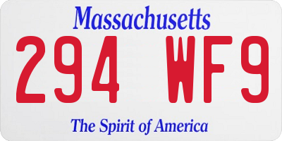 MA license plate 294WF9