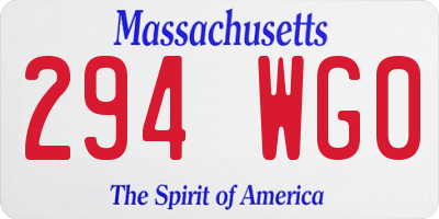MA license plate 294WG0