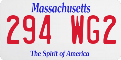 MA license plate 294WG2