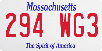 MA license plate 294WG3